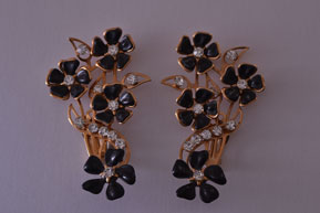 Vintage Clip On Up-The-Ear Earrings With Paste