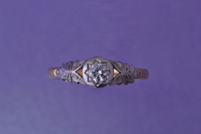 18ct Yellow And White Gold 1950's Ring With Diamonds