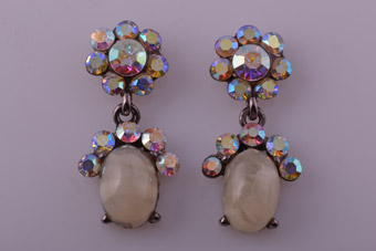 Modern Stud Drop Earrings With Rainbow Paste