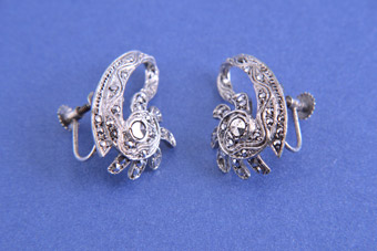 1940's Screw On Earrings With Marcasite