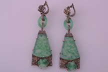 Art Deco clip-on earrings with marcasite