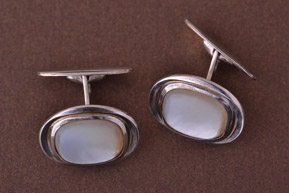 Silver Vintage Cufflinks With Mother-Of-Pearl