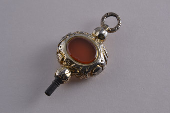 Victorian Watch Key With Carnelian And Agate