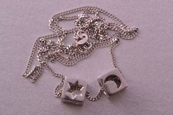 9ct White Gold Vintage Necklace With Charms