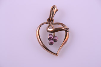 Gold Plated Vintage Witch's Heart Pendant