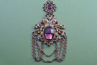 Vintage Pendant With Paste And Faux Pearls