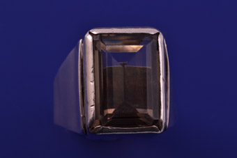 Silver Retro Ring With Smoky Quartz