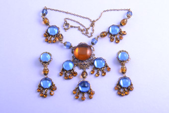 Gilt 1950's Set With Rhinestones