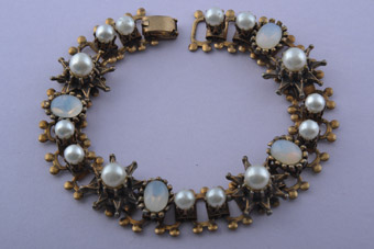 Bracelet With Faux Pearls And Mock Moonstones