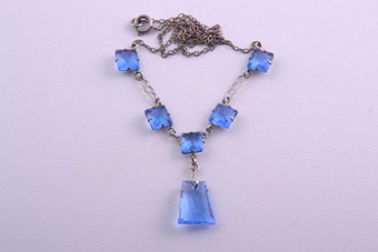 1930's Necklace With Blue Crystals