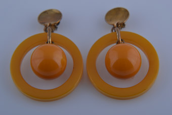 Plastic Art Deco Hoop Clip On Earrings