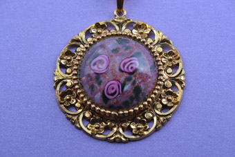 Gilt Vintage Pendant With Millefiori Type Glass