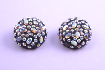  1950's Clip On Earrings With Rainbow Crystal Beads