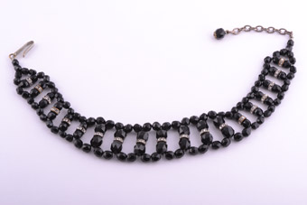 1930 French Jet And White Paste Choker Necklace