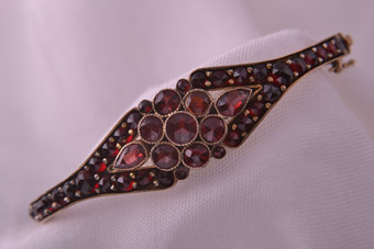 Victorian Hinged Bangle With Garnets