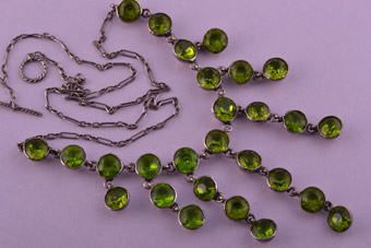 Silver And Glass 1930's Necklace