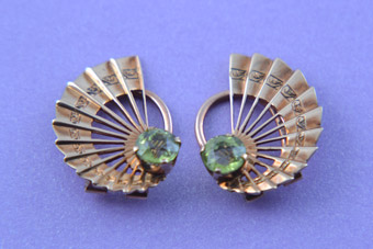 9ct Gold 1950's Clip On Earrings