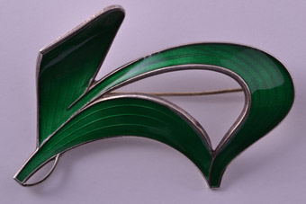 Silver And Enamel Retro Norwegian Holth Brooch