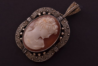Pendant / Brooch With A Cameo And Marcasite