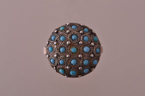 Silver Vintage Bombe Ring With Turquoise