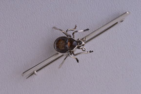 Silver Georgian Bug Brooch With Foiled Crystal