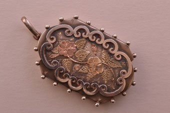 Silver Victorian Locket With Gold Decoration