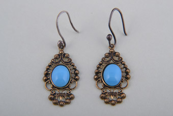 Filigree Hook Earrings With Glass