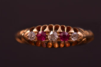 Vintage Gold Ring With Rubies And Diamonds