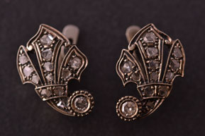 Gold Stud Fleur-Di-Lis Earrings With Diamonds