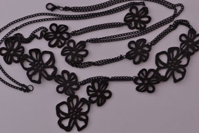 Modern Floral Shiny Black Necklace