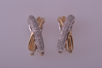 Gold Modern Cuff Earrings With Diamonds