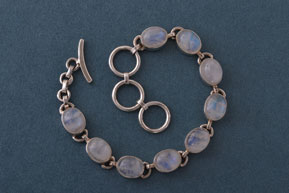 Silver Modern Bracelet With Cabochon Moonstones