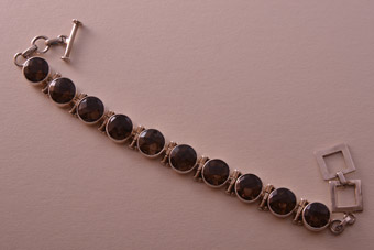 Silver Bracelet With Pineapple Cut Smoky Quartz