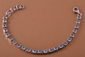 Silver Modern Tennis Bracelet With Blue Topaz