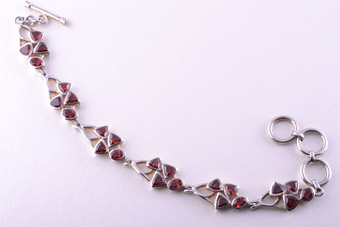 Silver Modern Bracelet With Garnets