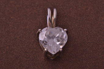 Silver Modern Heart Pendant With Cubic Zirconia