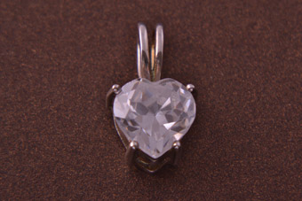 Silver Modern Heart Pendant With Cubic Zirconia
