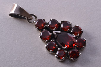 Modern Silver Pendant With Garnets