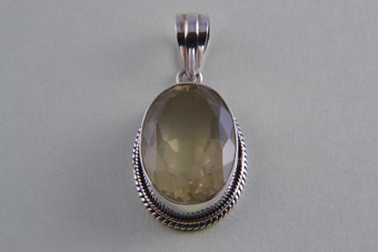 Silver Modern Pendant With Lemon Quartz