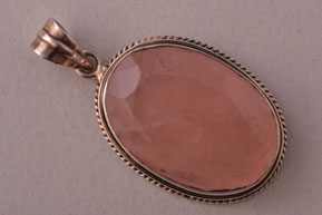 Silver Modern Pendant With Rose Quartz