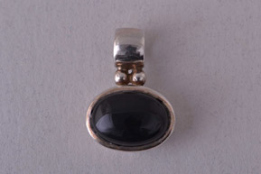 Silver Modern Pendant With Onyx