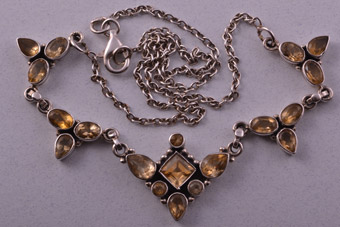 Silver Modern Necklace With Citrine