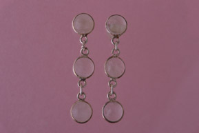 Silver Modern Stud Earrings With Rose Quartz