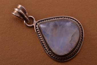 Silver Modern Pendant With Moonstone