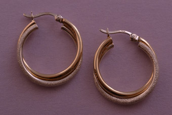 Silver Gilt Modern Stud Hoop Earrings
