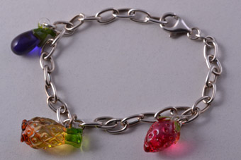 Silver Modern Fruit Charm Bracelet