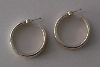 Silver Modern Hoop Stud Earrings