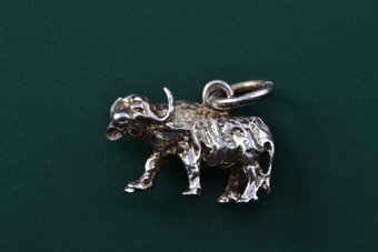 Silver Modern Buffalo Charm From Africa