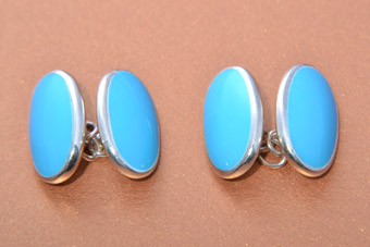 Silver Modern Blue Cufflinks