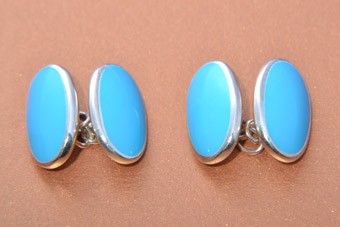 Silver Modern Blue Cufflinks